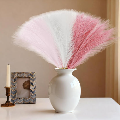 30Pcs Faux Pampas Grass,21.6" Artificial Pompous Grass for Home Wedding Boho Valentine St. Patrick Independence Halloween Fall Christmas Party Decor,Blush Pink White
