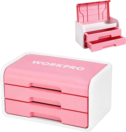 Small Storage Box with 2 Drawers and Flip-Top Lid