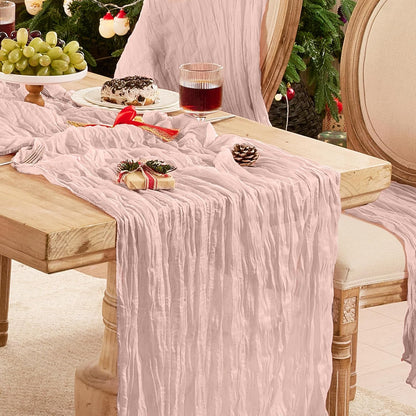 Dusty Pink Cheesecloth Table Runner 120inch Boho Gauze Home Decor