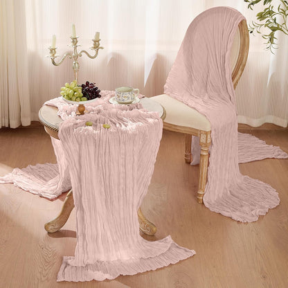 Dusty Pink Cheesecloth Table Runner 120inch Boho Gauze Home Decor