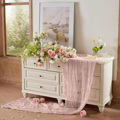 Dusty Pink Cheesecloth Table Runner 120inch Boho Gauze Home Decor