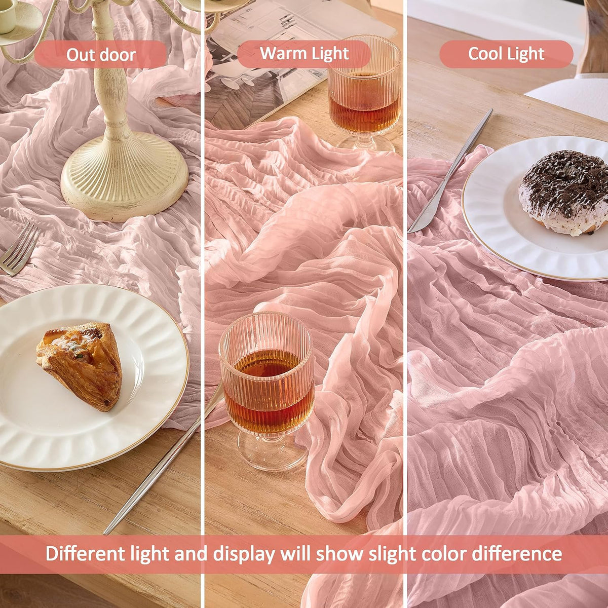 Dusty Pink Cheesecloth Table Runner 120inch Boho Gauze Home Decor
