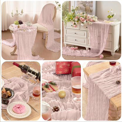 Dusty Pink Cheesecloth Table Runner 120inch Boho Gauze Home Decor