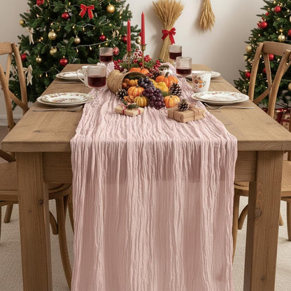 Dusty Pink Cheesecloth Table Runner 120inch Boho Gauze Home Decor