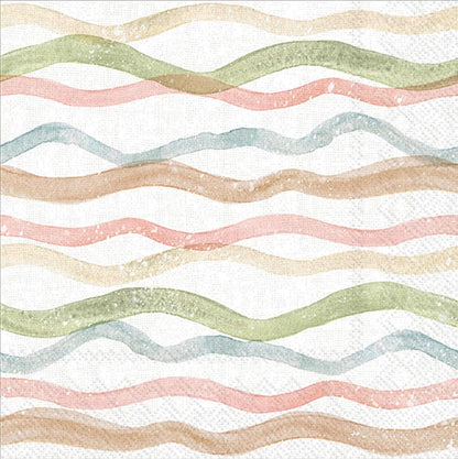 IHR Ideal Home Range Cocktail Napkins Disposable 3-Ply Paper Party Napkin Pack, 5" x 5", Watercolor Coast Waves (Peach), 20-Count