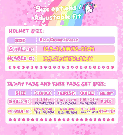 Kids Bike Helmet for Girls,Unicorn Adjustable Toddler Helmets with Knee Pads Wrist Guards and Elbow Pads Set