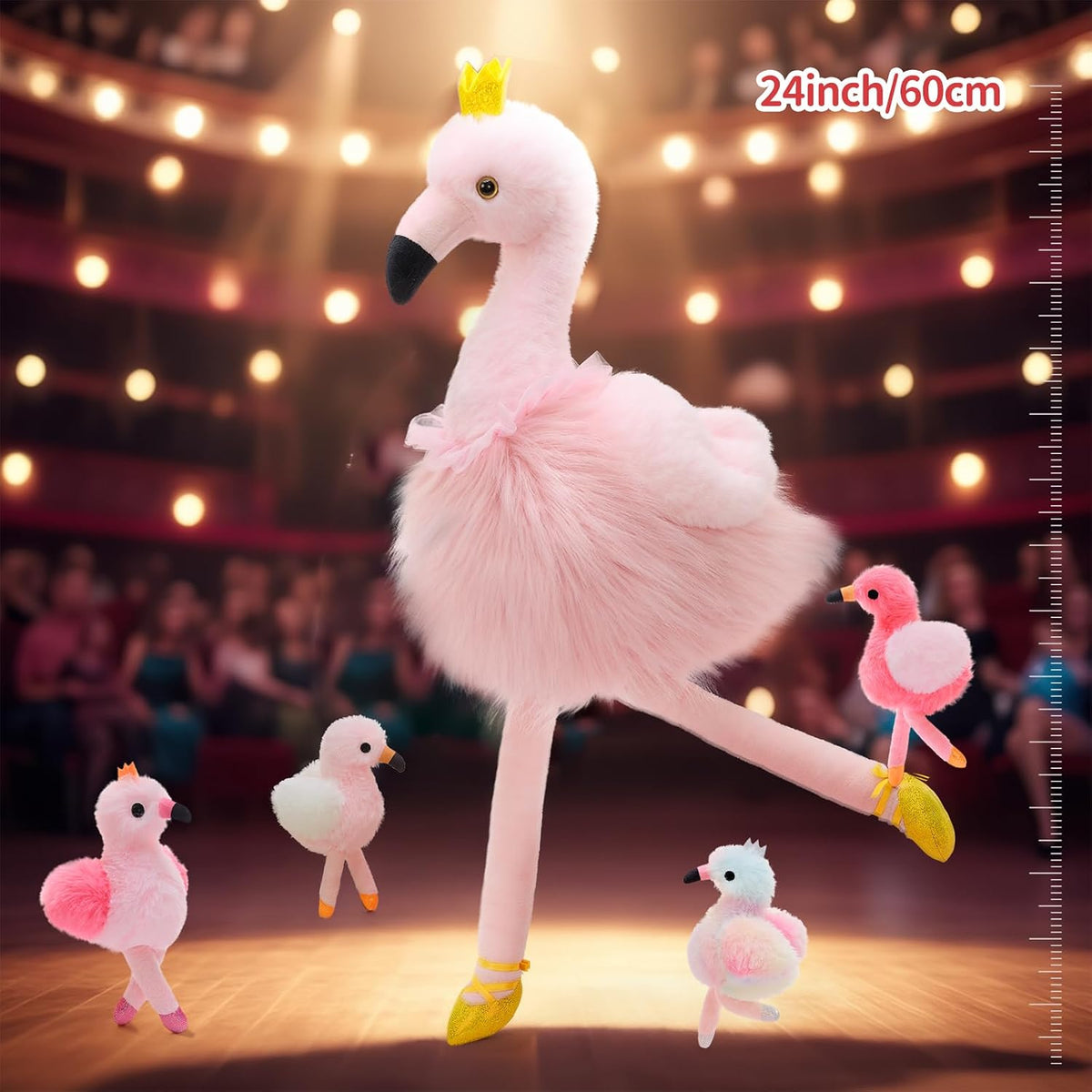 Pink Flamingo Stuffed Animal with 4 Baby Bird Plush Toys Inside