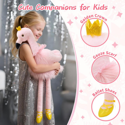 Pink Flamingo Stuffed Animal with 4 Baby Bird Plush Toys Inside