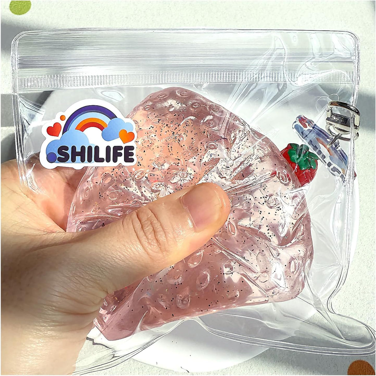 Taba Squishy Strawberry Kawaii Stress Ball , Crystal, 1pcs