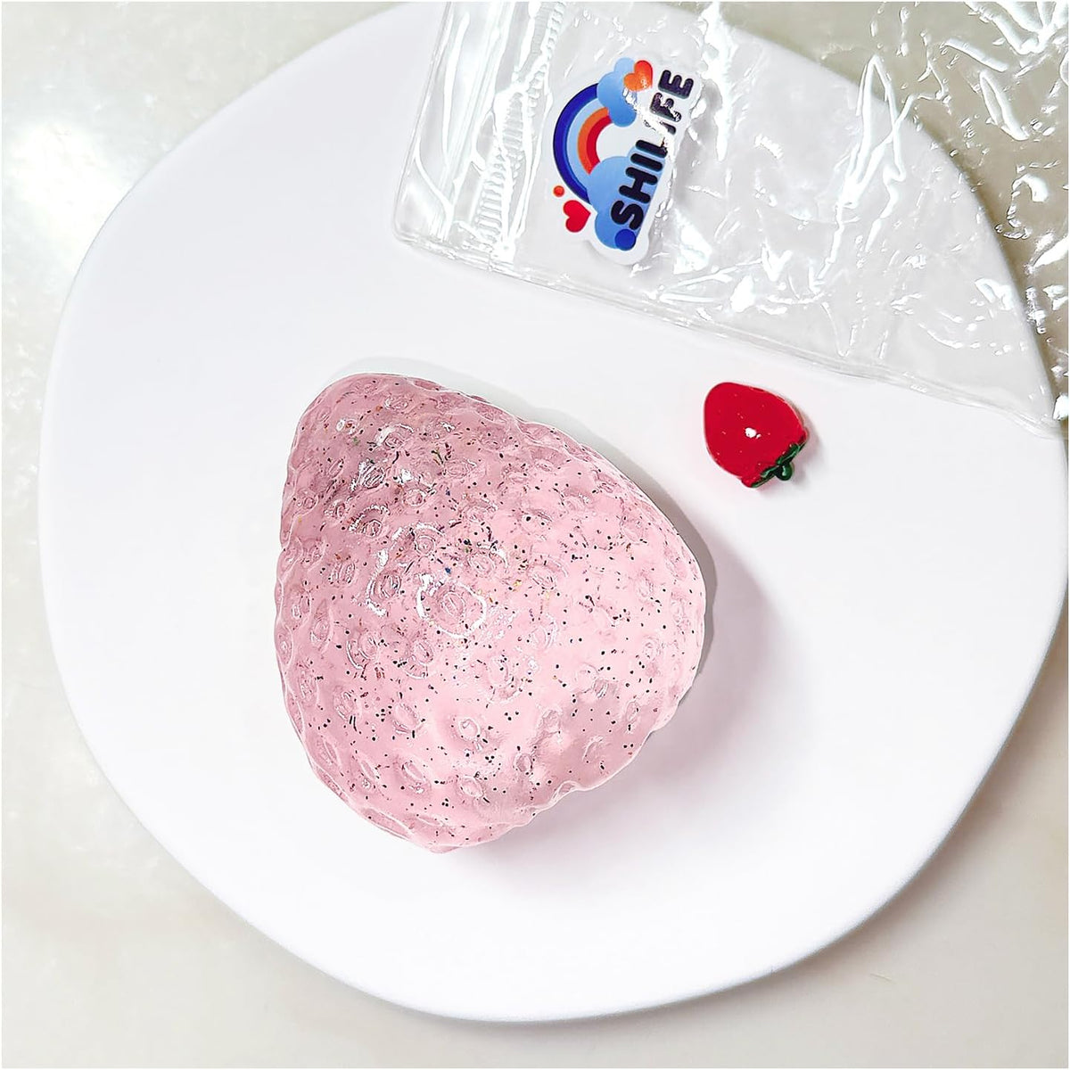 Taba Squishy Strawberry Kawaii Stress Ball , Crystal, 1pcs