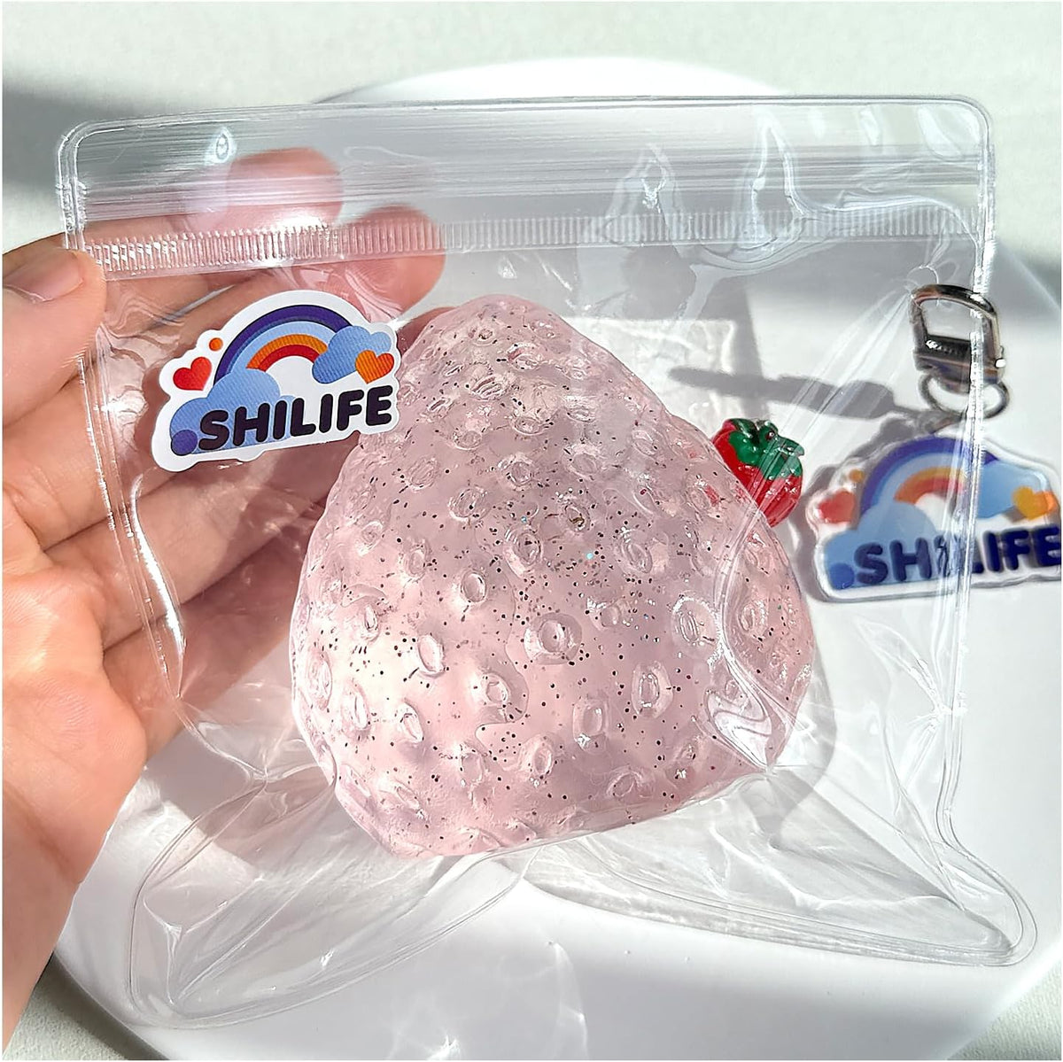 Taba Squishy Strawberry Kawaii Stress Ball , Crystal, 1pcs