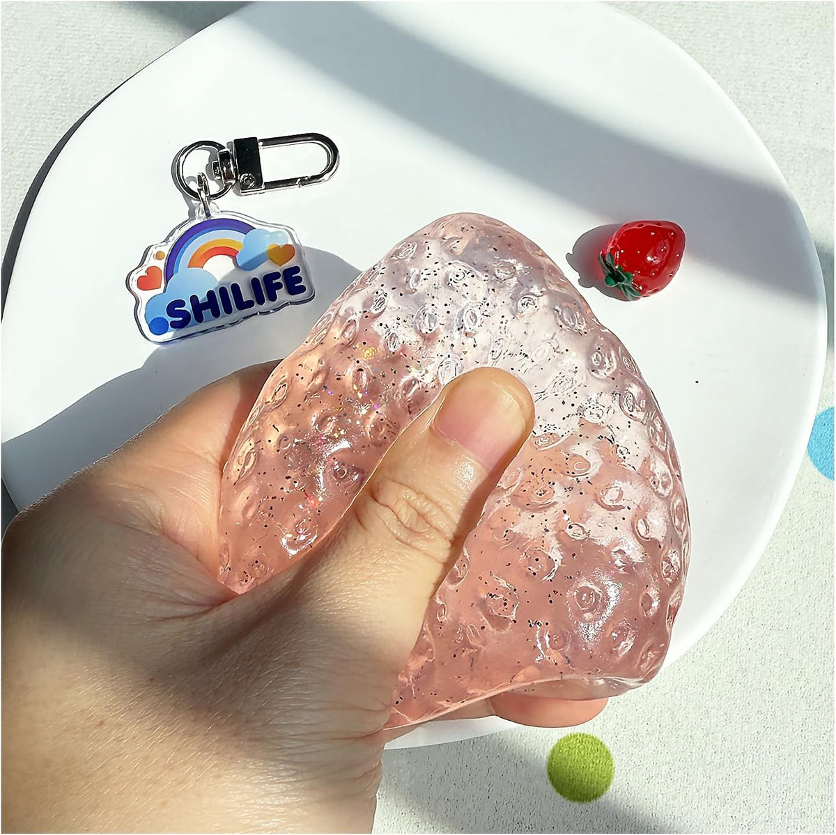 Taba Squishy Strawberry Kawaii Stress Ball , Crystal, 1pcs