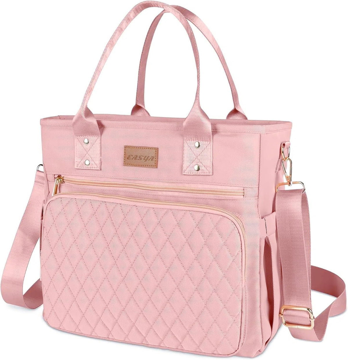 EASYA Large Women Lunch Bags for Work Insulated/Insulated Adult Lunch Box for Womens/Nylon Thermal Lunch Bag for Women/Cooler Lunch Tote Bag (Newly upgraded shimmering blush pink)