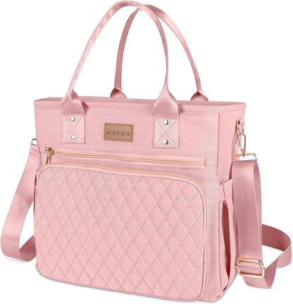 EASYA Large Women Lunch Bags for Work Insulated/Insulated Adult Lunch Box for Womens/Nylon Thermal Lunch Bag for Women/Cooler Lunch Tote Bag (Newly upgraded shimmering blush pink)