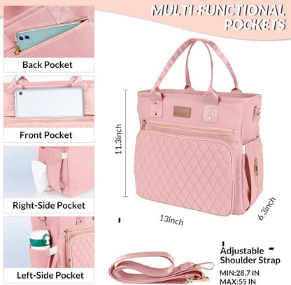 EASYA Large Women Lunch Bags for Work Insulated/Insulated Adult Lunch Box for Womens/Nylon Thermal Lunch Bag for Women/Cooler Lunch Tote Bag (Newly upgraded shimmering blush pink)