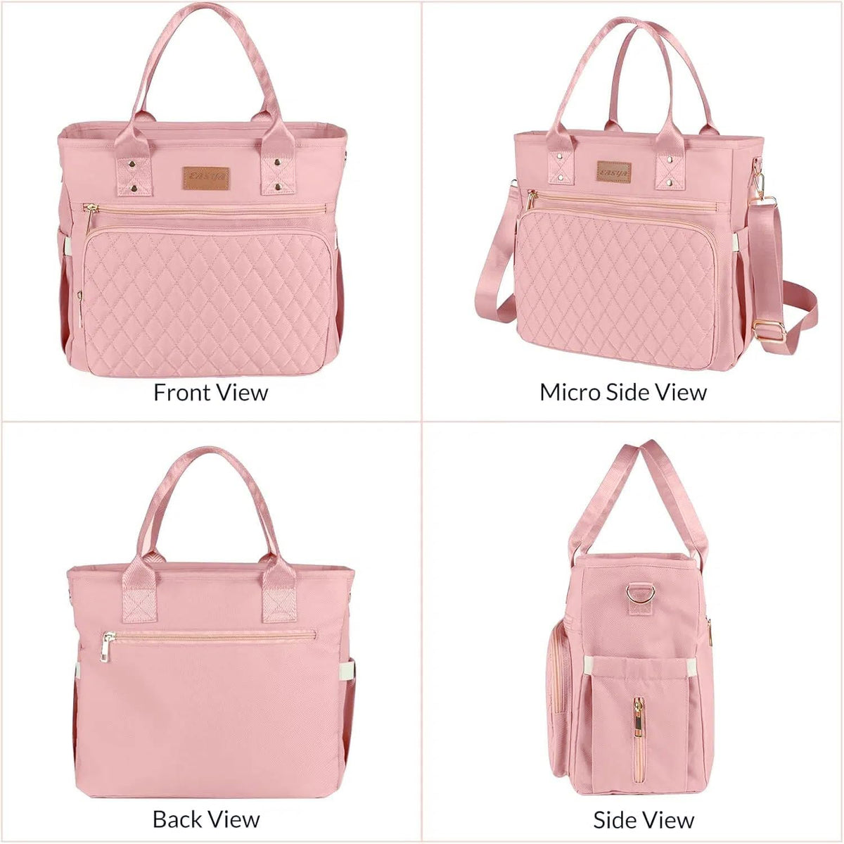 EASYA Large Women Lunch Bags for Work Insulated/Insulated Adult Lunch Box for Womens/Nylon Thermal Lunch Bag for Women/Cooler Lunch Tote Bag (Newly upgraded shimmering blush pink)