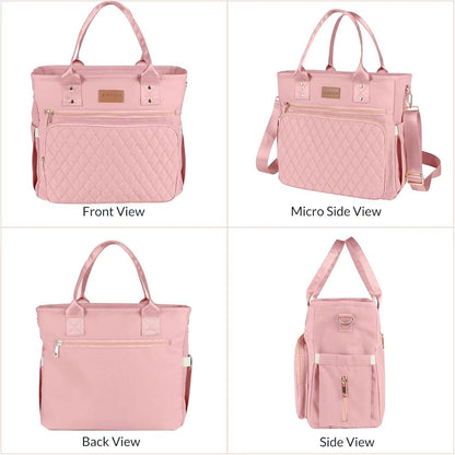 EASYA Large Women Lunch Bags for Work Insulated/Insulated Adult Lunch Box for Womens/Nylon Thermal Lunch Bag for Women/Cooler Lunch Tote Bag (Newly upgraded shimmering blush pink)