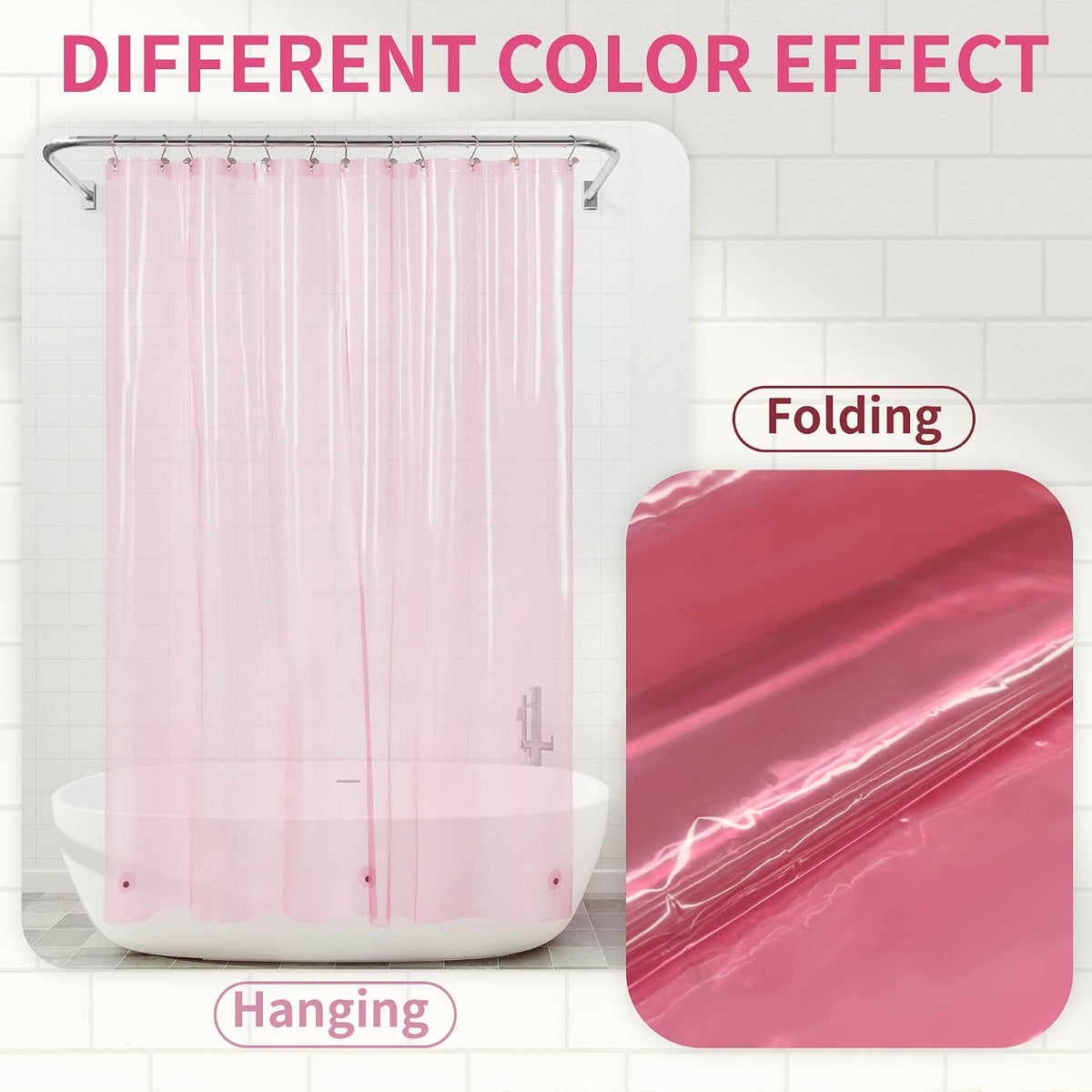 Clear Pink Shower Curtain Liner Standard Size