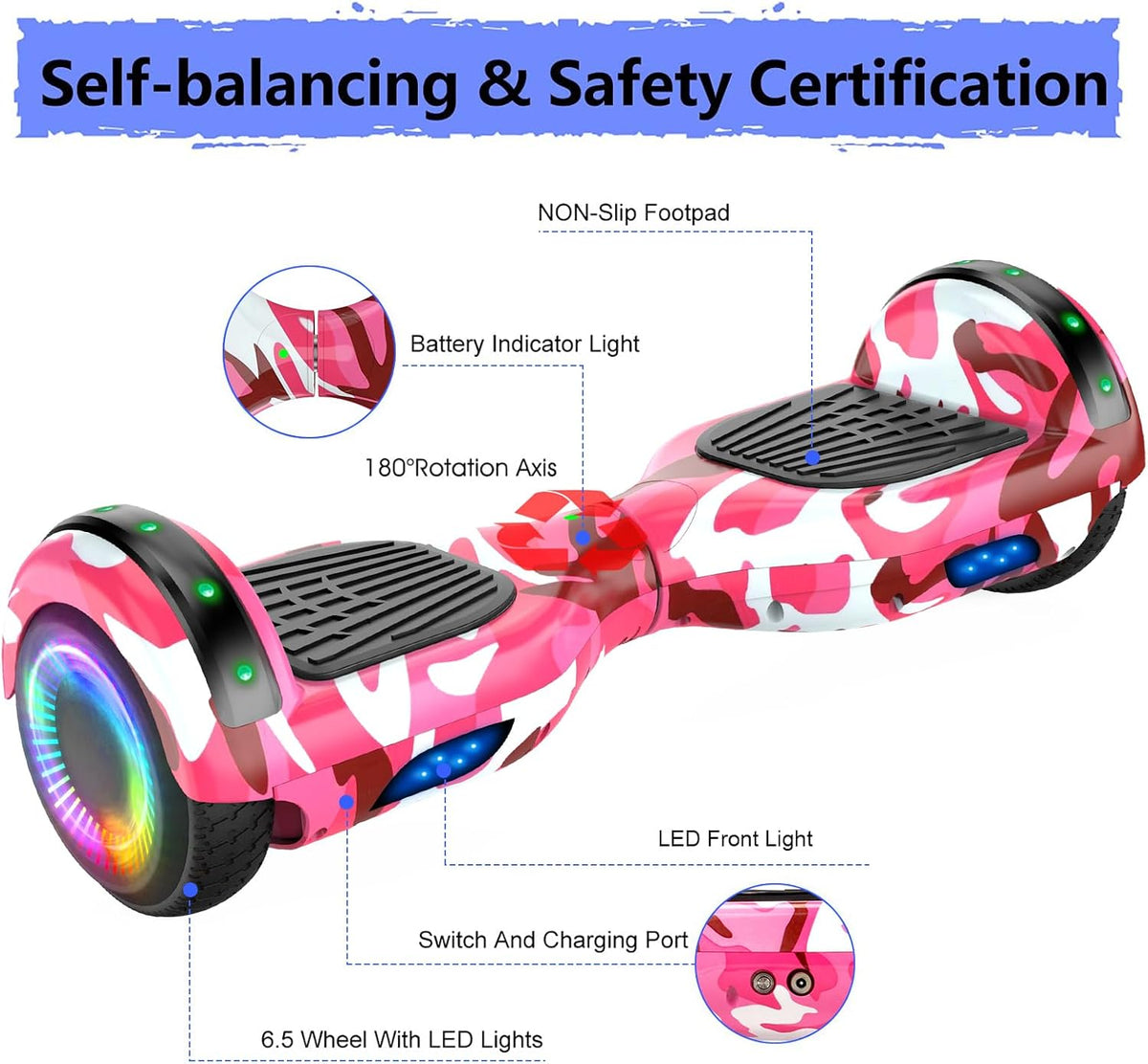 Self-Balancing Scooter with Seat Attachment Adjustable Frame
