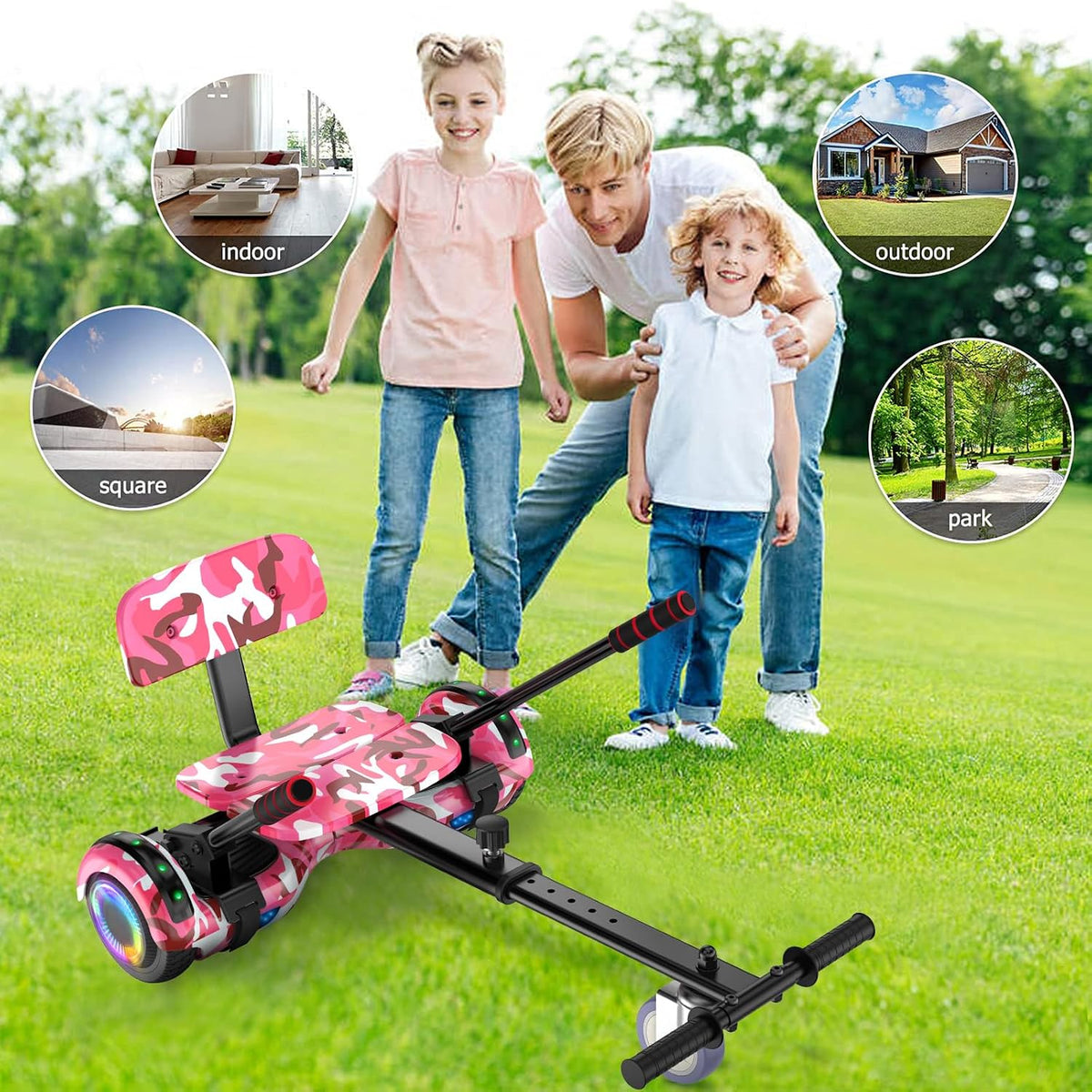 Self-Balancing Scooter with Seat Attachment Adjustable Frame