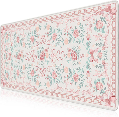 Pink Bow Laptop Mat, 35.4" x 15.7" Deskmat for Office Cubicle Desk