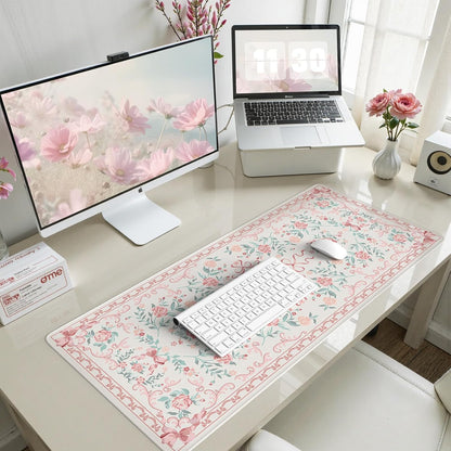 Pink Bow Laptop Mat, 35.4" x 15.7" Deskmat for Office Cubicle Desk