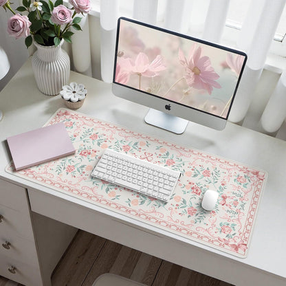 Pink Bow Laptop Mat, 35.4" x 15.7" Deskmat for Office Cubicle Desk