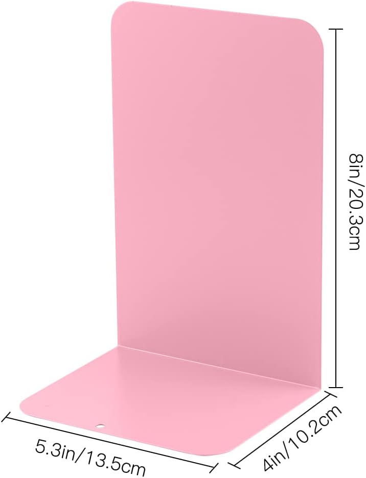 MSDADA Bookends, Book Ends for Book Shelves, Book Ends for Heavy Books,Metal Bookend Supports, Modern Minimalist Style Bookend, Pink(4Pairs)