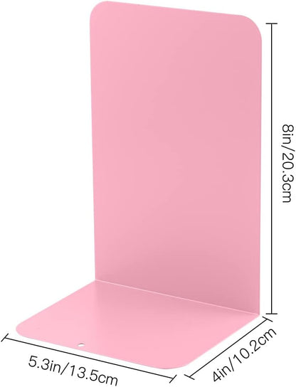 MSDADA Bookends, Book Ends for Book Shelves, Book Ends for Heavy Books,Metal Bookend Supports, Modern Minimalist Style Bookend, Pink(4Pairs)
