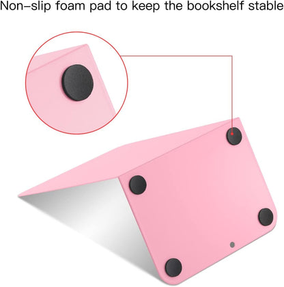MSDADA Bookends, Book Ends for Book Shelves, Book Ends for Heavy Books,Metal Bookend Supports, Modern Minimalist Style Bookend, Pink(4Pairs)