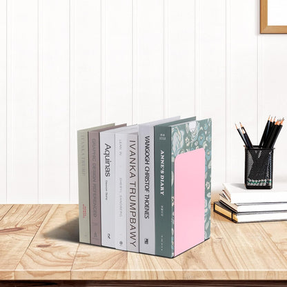 MSDADA Bookends, Book Ends for Book Shelves, Book Ends for Heavy Books,Metal Bookend Supports, Modern Minimalist Style Bookend, Pink(4Pairs)