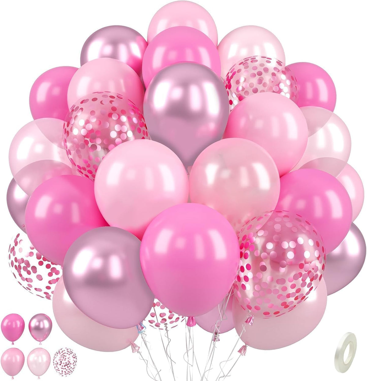 Pink Balloons, 50 Pcs Light Pink for Girls Princess Baby Shower Party Decor