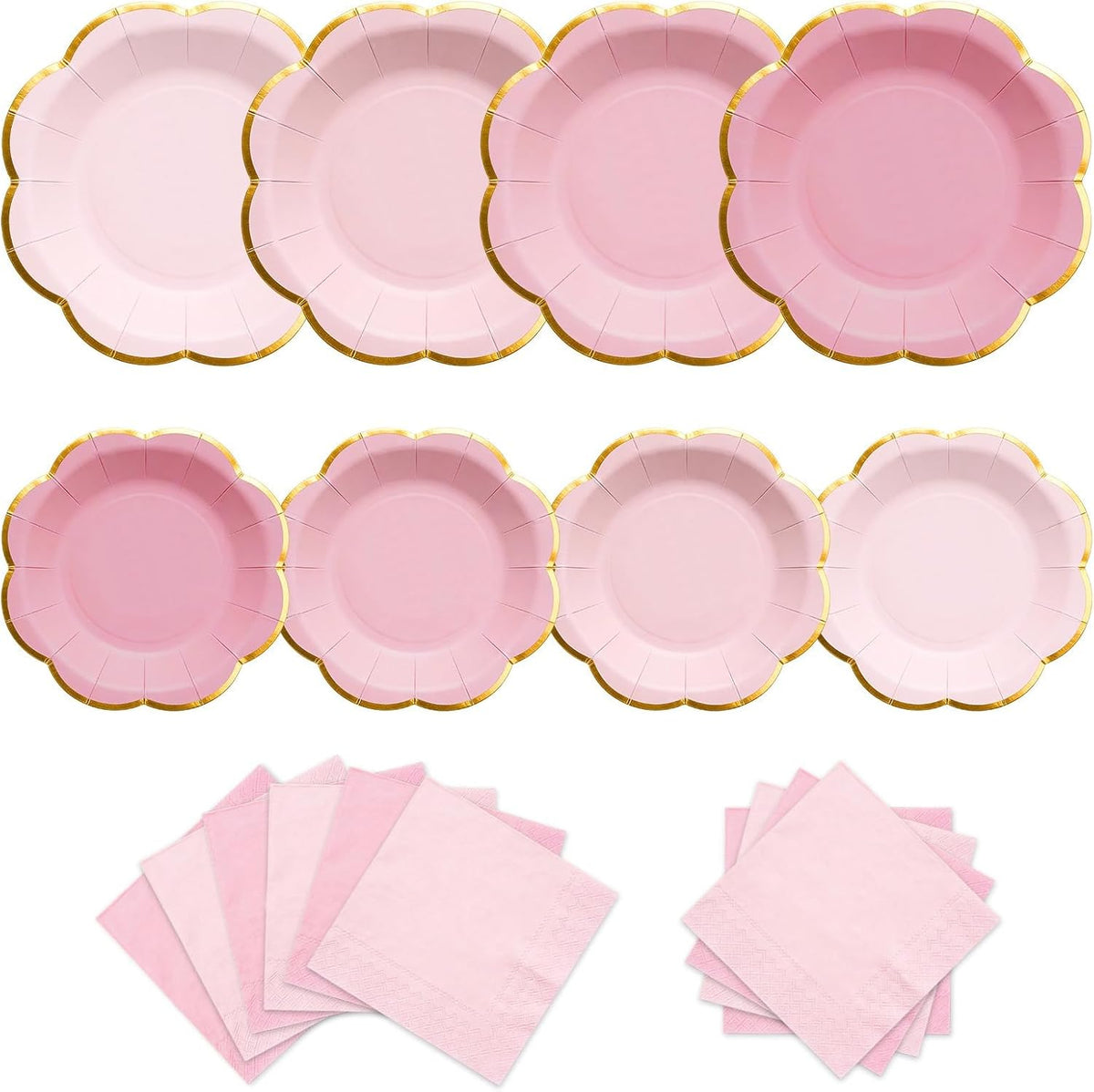 60 PCS Pink Paper Plates and Napkins Party Supplies for 20 Guests