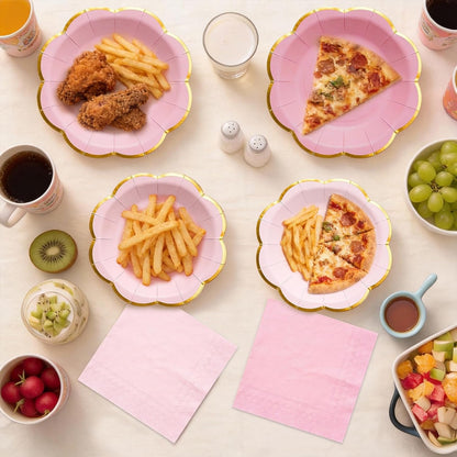 60 PCS Pink Paper Plates and Napkins Party Supplies for 20 Guests