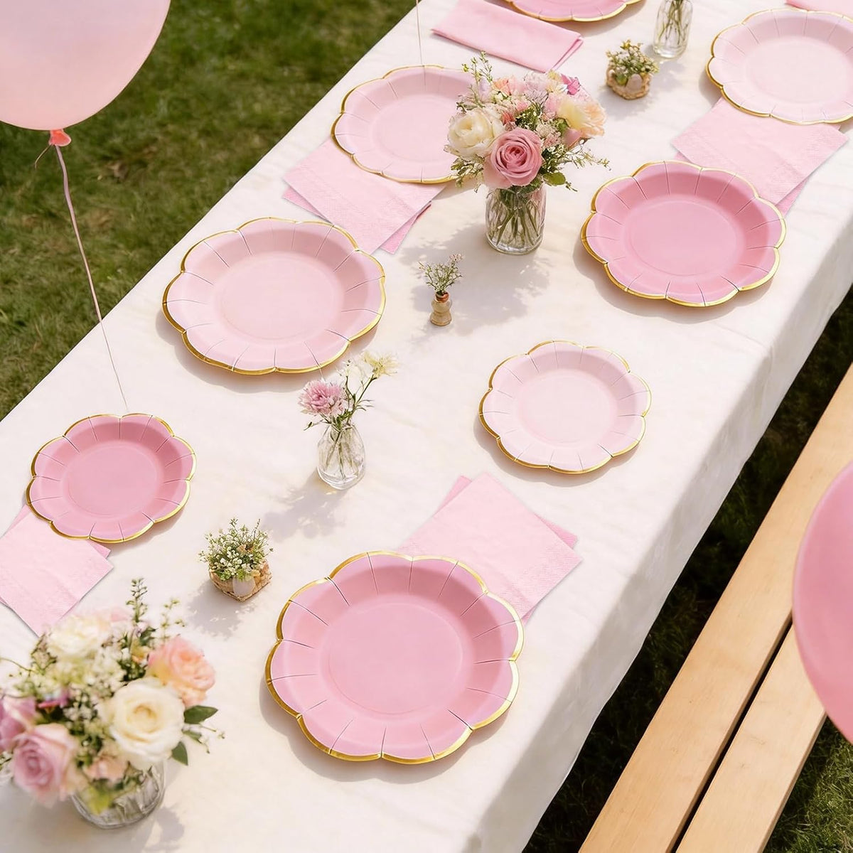 60 PCS Pink Paper Plates and Napkins Party Supplies for 20 Guests