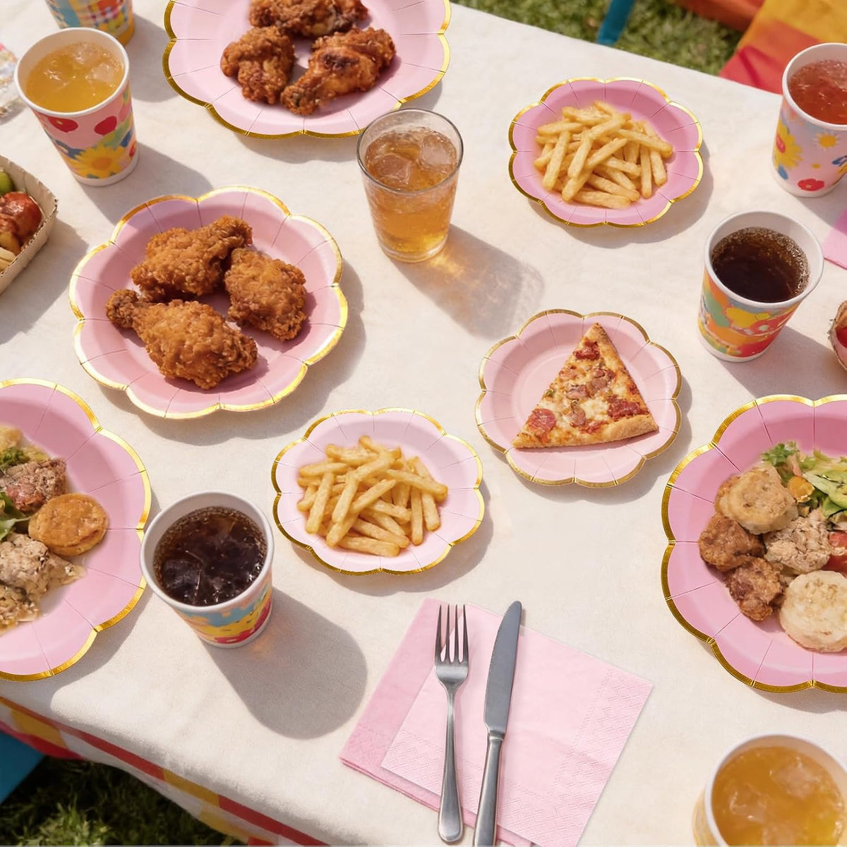 60 PCS Pink Paper Plates and Napkins Party Supplies for 20 Guests