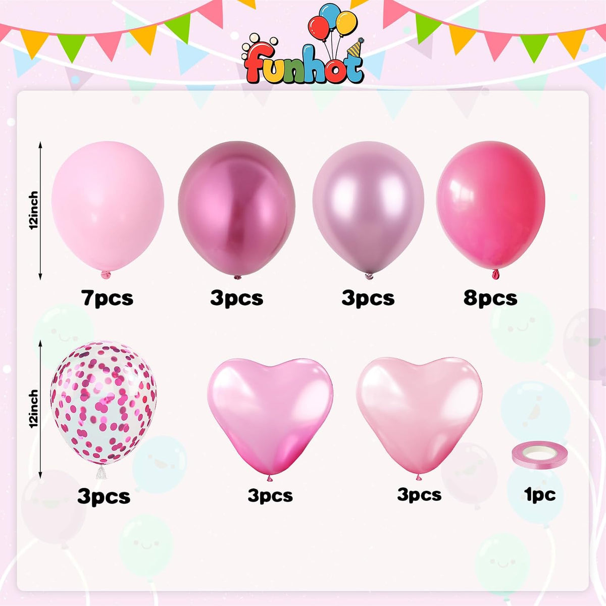Pink Balloons for Women Birthday Party Decorations