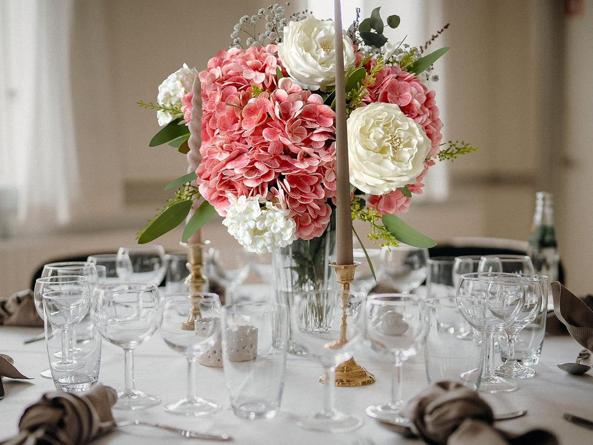 Peach Pink Artificial Hydrangea Flower 3 Pcs 21 inches Lifelike Real Touch Large Faux Hydrangea for Home Party Outdoor Wedding Decor Baby Shower Flower Table Centerpiece