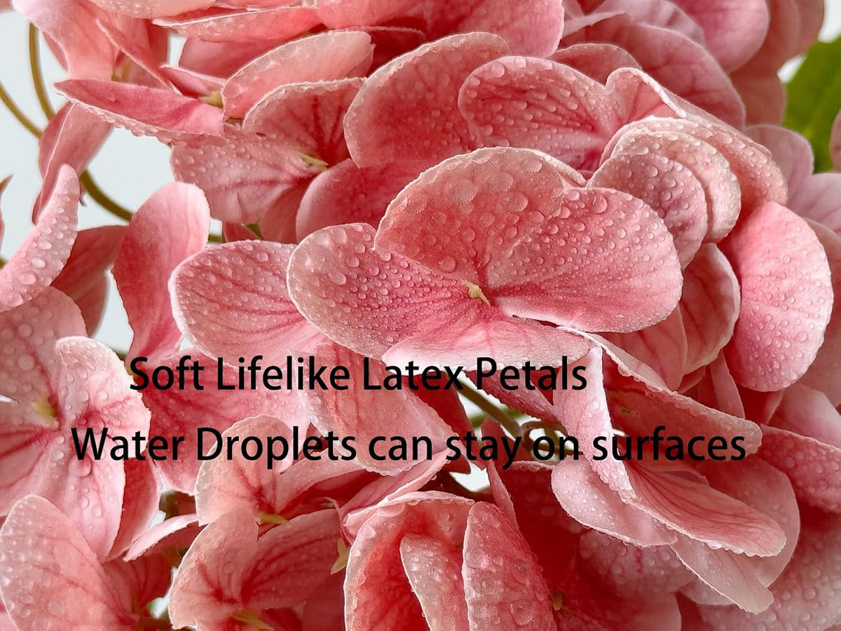 Peach Pink Artificial Hydrangea Flower 3 Pcs 21 inches Lifelike Real Touch Large Faux Hydrangea for Home Party Outdoor Wedding Decor Baby Shower Flower Table Centerpiece