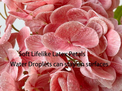 Peach Pink Artificial Hydrangea Flower 3 Pcs 21 inches Lifelike Real Touch Large Faux Hydrangea for Home Party Outdoor Wedding Decor Baby Shower Flower Table Centerpiece