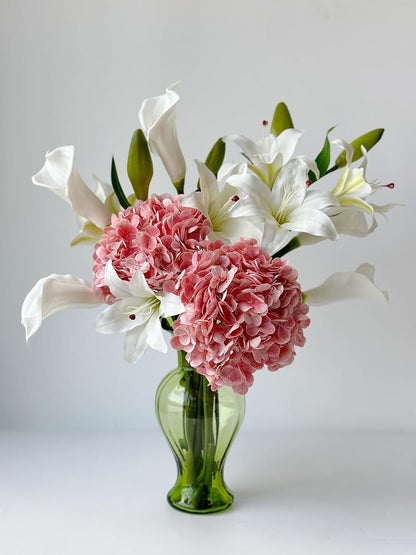 Peach Pink Artificial Hydrangea Flower 3 Pcs 21 inches Lifelike Real Touch Large Faux Hydrangea for Home Party Outdoor Wedding Decor Baby Shower Flower Table Centerpiece