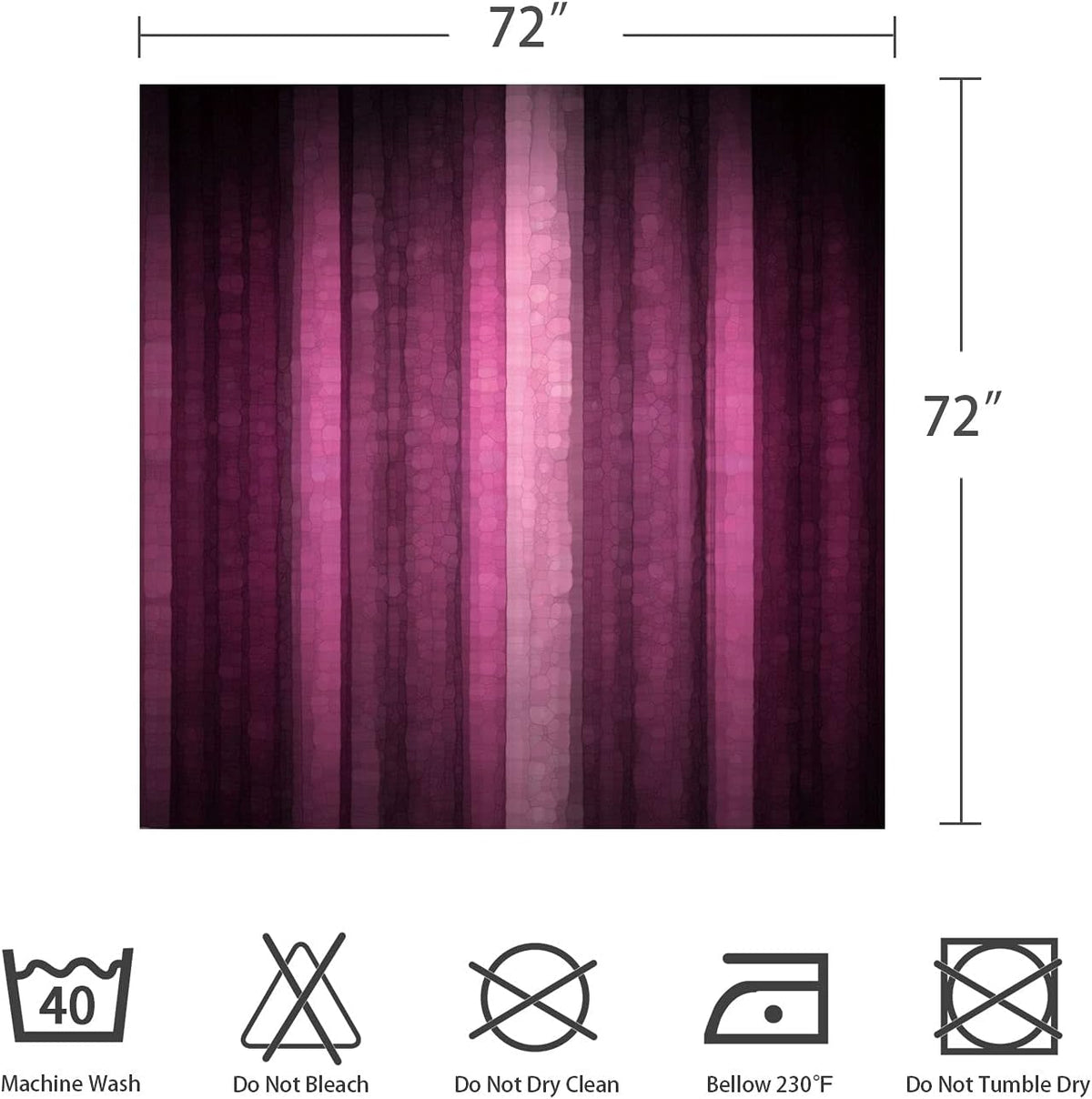 Pink Abstract Ombre Striped Shower Curtain,72x72