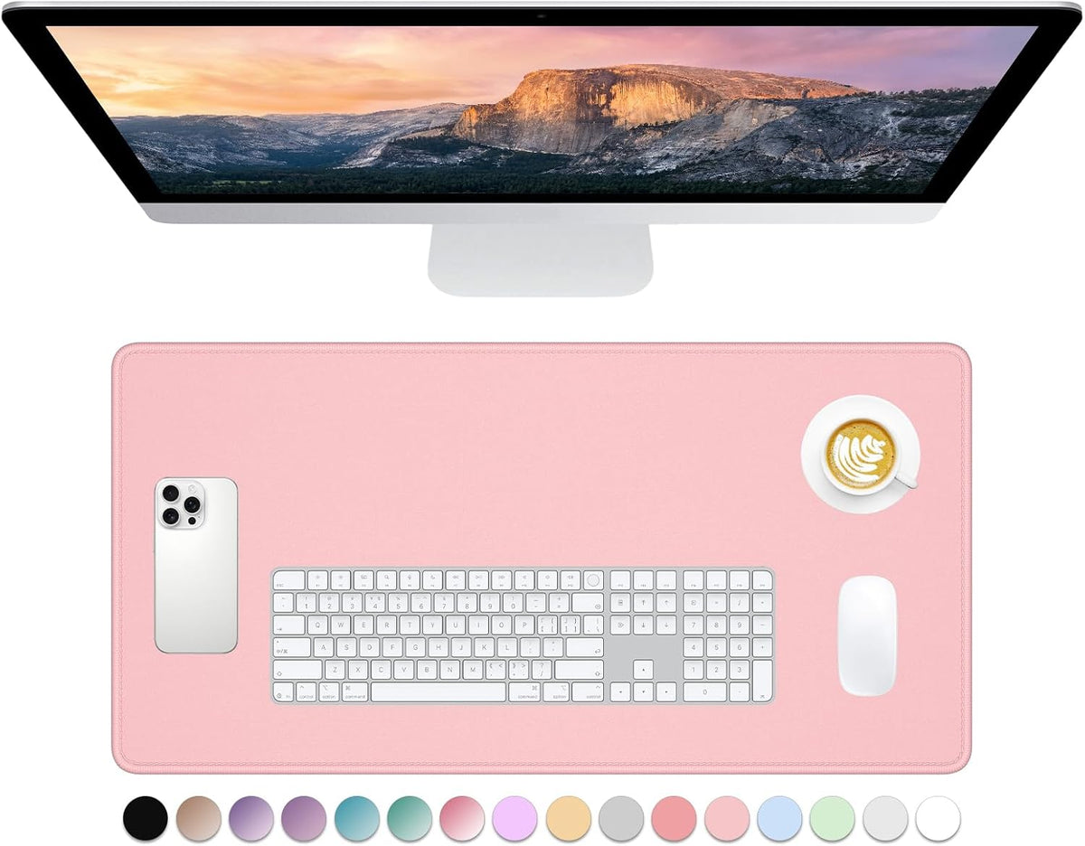 Large Mouse Pad, Extended Gaming Mouse Mat with Stitched Edges, Full Size Desk Mats with Non-Slip Base, Computer Big Desktop Keyboard Pad for Gamer, Laptop, Office, 23.6 x 11.8 in, Pink