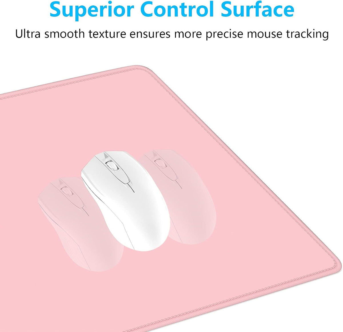 Large Mouse Pad, Extended Gaming Mouse Mat with Stitched Edges, Full Size Desk Mats with Non-Slip Base, Computer Big Desktop Keyboard Pad for Gamer, Laptop, Office, 23.6 x 11.8 in, Pink