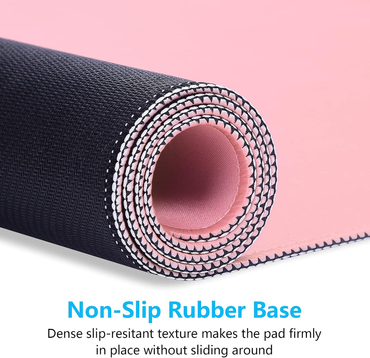 Large Mouse Pad, Extended Gaming Mouse Mat with Stitched Edges, Full Size Desk Mats with Non-Slip Base, Computer Big Desktop Keyboard Pad for Gamer, Laptop, Office, 23.6 x 11.8 in, Pink