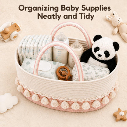 Baby Diaper Caddy Organizer, Portable Nursery Storage Basket