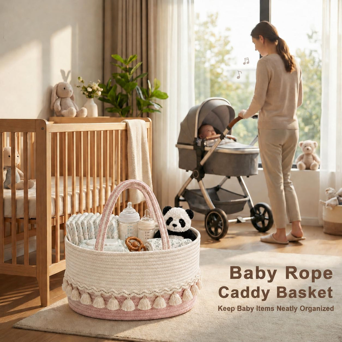 Baby Diaper Caddy Organizer, Portable Nursery Storage Basket