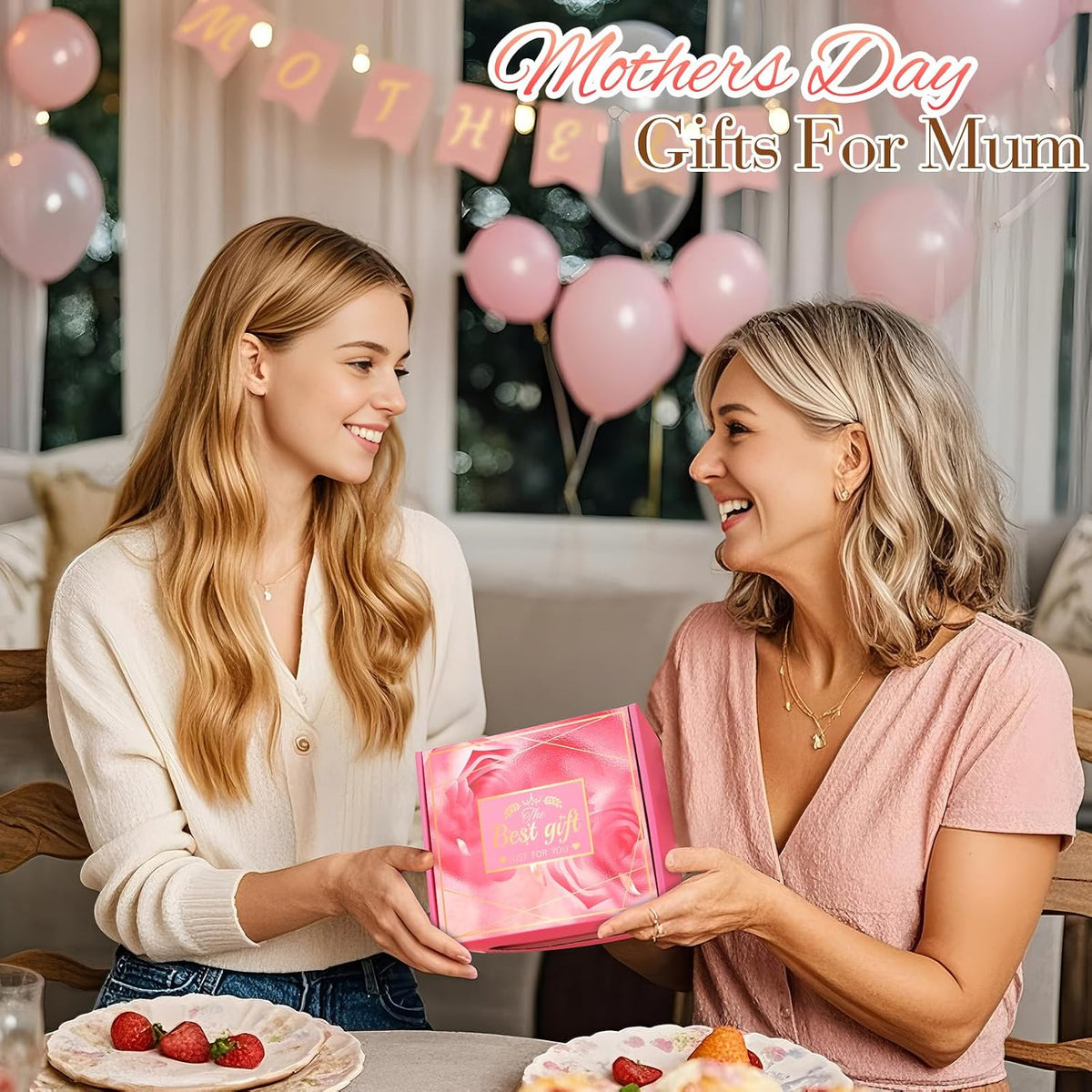 Birthday Gifts for Women Mom Wife, Pink Spa Relaxation Basket Set