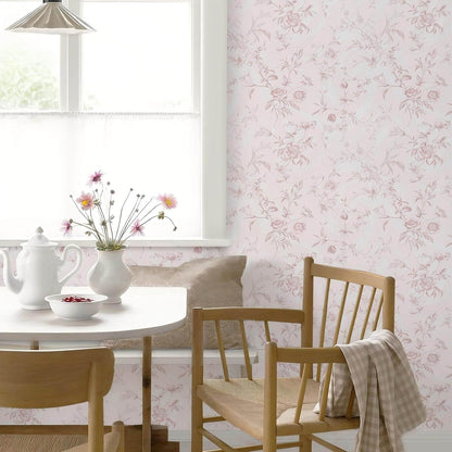 Peel and Stick Wallpaper Floral Pink Stick on Wall Paper Vintage French Contact Paper for Cabinet Textured Removable Self Adhesive Wallpaper Vinyl Roll Shelf Deco, 17.3x78.7in