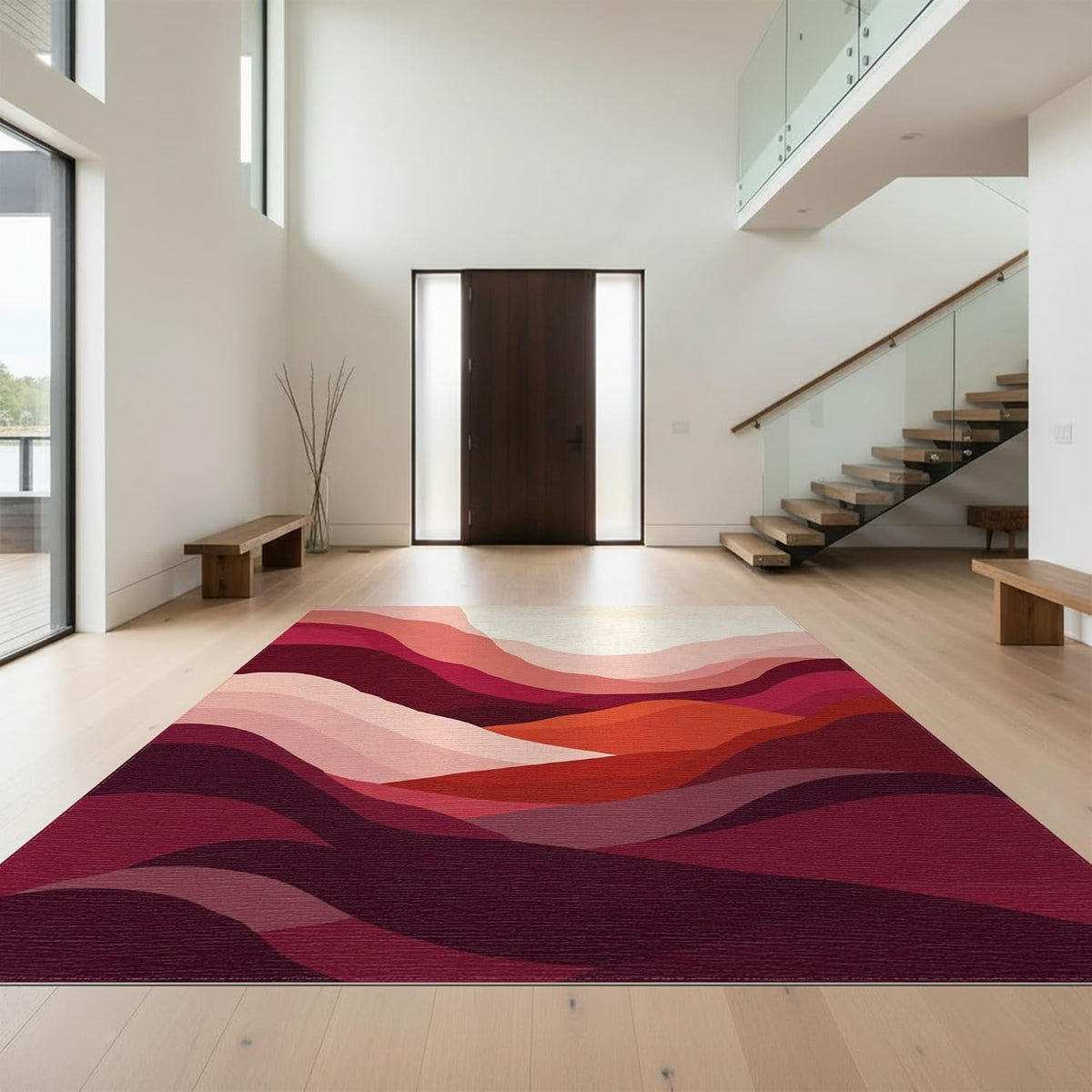 8'x10' Smooth Finish Abstract Abstract Foldable Mat, Blush Pink for Dining Room, Large Office, Lounge, Snag-Free Chair-Friendly Large Carpet | 2136977